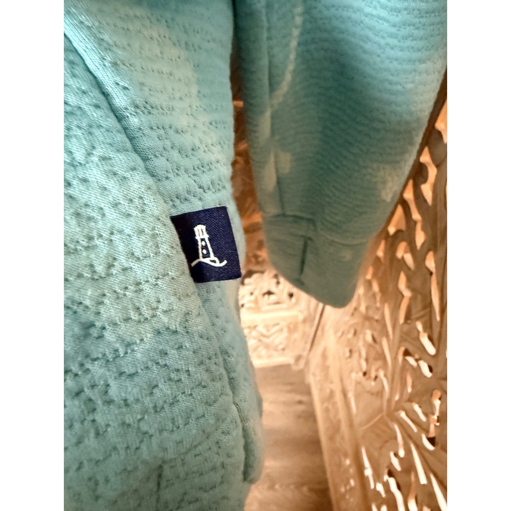 Lands End Womens Turquoise Blue Cowl Neck Textured Tunic Top Thumbholes 1X - Picture 8 of 8
